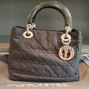 Lady Dior Medium In Black Quilted Nylon